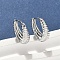 Brass Hoop Earrings, Oval, Real Platinum Plated, 14.5x12x5mm