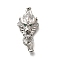 Brass Micro Pave Cubic Zirconia Fold Over Clasps, Cadmium Free & Nickel Free & Lead Free, Dragon, Real Platinum Plated, 38.5mm