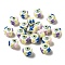 Hand Painted Acrylic with Enamel Beads, Hand Drawn Beads, Yellow Green, 14.5~15.5x16.5~21.5x16~20mm, Hole: 2~2.8mm