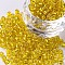 6/0 Glass Seed Beads, Silver Lined Round Hole, Round, Yellow, 4mm, Hole: 1.5mm, about 6639 pcs/pound