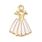 Alloy Enamel Pendants, Dress Charm, Golden, White, 21x13.5x1.5mm, Hole: 1.6mm