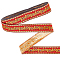 Ethnic Style Polyester Jacquard Leaf Ribbons, Red, 1-1/4 inch(33mm)