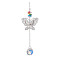 Brass Hollow Hanging Ornaments, Stainless Steel Chain and Glass Round Tassel for Home Garden Outdoor Decorations, Butterfly, 270x50mm