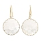 Glass Dangle Earrigns, Light Gold Brass Earrings, Flat Round, 50x28mm