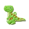 PVC Cartoon Pendants, Dinosaur, Lawn Green, 43x44x3mm, Hole: 4mm