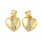 Brass Micro Pave Cubic Zirconia Pendants, Cadmium Free & Lead Free, Heart Charms, Real 18K Gold Plated, 13.5x11.5x3mm, Hole: 5x3..5mm