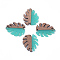 Resin & Wood Pendants, Tropical Leaf Charms, Monstera Leaf, Turquoise, 37.5x30x3~3.5mm, Hole: 2mm