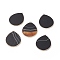 Natural Striped Agate/Banded Agate Pendants, with Brass Findings, Drop, Dyed & Heated, Golden, 42~42.5x32~32.5x2~3mm, Hole: 2mm