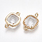 Glass Links connectors, with Brass Findings, Faceted, Square, Golden, Clear, 14.5x9.5x3.5mm, Hole: 0.8~1.2mm