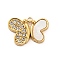 Natural White Shell Pendants, 304 Stainless Steel Crystal Rhinestone Butterfly Charms, Real 18K Gold Plated, 12.5x18x3mm, Hole: 1.5mm