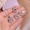 Bowknot & Ring Alloy Clear Cubic Zirconia Pendant Necklace & Stud Earring & Cuff Ring Sets, Platinum, 400mm & 20x18mm & 18mm