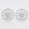Brass Micro Pave Clear Cubic Zirconia Pendants, Nickel Free, Flat Round, Platinum, 18.5x17x3.5mm, Hole: 0.7mm