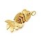 Brass Micro Pave Cubic Zirconia Pendants, Movable 3D Fish Charms, with Jump Ring, Cadmium Free & Lead Free, Long-Lasting Plated, Salmon, 35x18x11mm, Hole: 3mm