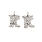 Initial Letter Brass Micro Pave Cubic Zirconia Pendants, Letter K, 9~10x4~10x1.5~2mm, Hole: 1.5mm