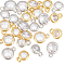 24Pcs 4 Colors Brass Cubic Zirconia Pendants, Flat Round Charms, Mixed Color, 7~8.5x5~6.5x2.5~3mm, Hole: 1mm, 6pcs/color