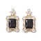 Brass Micro Pave Cubic Zirconia Pendants, Cadmium Free & Nickel Free & Lead Free, wiht Glass, Rectangle, Black, 25mm, Hole: 4x1mm