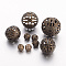 Iron Filigree Beads, Filigree Ball, Nickel Free, Round, Antique Bronze Color, Size: about 6~16mm in diameter, 6~15mm thick, hole: 1~6mm, about 200g/bag