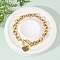 Golden 304 Stainless Steel Charm Bracelets, Cable Chain Jewelry for Women, Heart with Letter, with Toggle Clasps, Letter L, 8.27 inch(21cm)