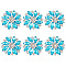 6Pcs 1-Hole Brass Shank Buttons, with Rhinestone and Glass, Garment Decoration, Flower, Cyan, 26x26x10mm, Hole: 2mm