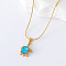 3Pcs Stainless Steel Small Sea Turtle Pendant Beach Vacation Necklaces for Women, Golden, Deep Sky Blue, 15.75 inch(40cm)