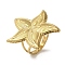 Ion Plating(IP) 304 Stainless Steel Starfish Open Cuff Rings for Women, Real 18K Gold Plated, Starfish: 34.5x35.5mm, Adjustable