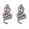 304 Stainless Steel Pendant, Snake, Gunmetal, 27x12x2mm, Hole: 1.5mm