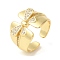 Bowknot Brass Micro Pave Clear Cubic Zirconia Open Cuff Rings, Wide Ring for Women, Lead Free & Cadmium Free, Real 18K Gold Plated, 15mm, Adjustable