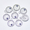 Alloy Pendants, with Crystal Rhinestone and Blue Enamel, Flat Round with Tree of Life and Evil Eye, Silver Color Plated, 17x14x2.5mm, Hole: 2mm