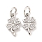Rack Plating Brass Micro Pave Clear Cubic Zirconia Charms, with Jump Rings, Long-Lasting Plated, Lead Free & Cadmium Free, Clover, Platinum, 11x6.5x1.4mm, Hole: 3mm