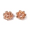 Brass Micro Pave Cubic Zirconia Bead Caps, Apetalous, Rose Gold, 8x3mm, Hole: 1mm