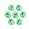 Handmade Polymer Clay Beads, for DIY Jewelry Crafts Supplies, Flower with Yin-yang, Medium Spring Green, 8~9x7.5~8.5x4~4.5mm, Hole: 1.6~1.8mm