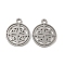 Non-Tarnish 304 Stainless Steel Charms, Laser Cut, Flat Round with Star Charm, Stainless Steel Color, 14.5x12x1mm, Hole: 1.5mm