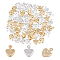 60Pcs 2 Colors Brass Charms, Heart Charm, Mixed Color, 9x6.5x2mm, Hole: 1mm, 30pcs/color