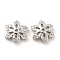 Brass Micro Pave Clear Cubic Zirconia Bead Caps, Cadmium Free & Lead Free, 6-Petal Flower, Platinum, 10.5x9x2.5mm, Hole: 1mm