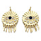 Brass Micro Pave Clear Cubic Zirconia Pendants, with Jump Rings, Nickel Free, Flower with Eye, with Rhombus Charms, Real 16K Gold Plated, 30x20.5x2mm, Jump Ring: 5x0.7mm, Inner Diameter: 3mm