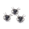 Natural Dyed & Heated Black Agate Brooch, with Alloy Findings and Glass, Spider, Antique Silver, 34~35x41~42x7mm, Hole: 3x5mm