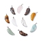 Natural & Synthetic Mixed Stone Pendants, with Platinum Plated Brass Loops, Wing, 36x15~16.6x6.5~7.7mm, Hole: 5x4mm