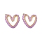 304 Stainless Steel Enamel Pendants, Heart Charms, Real 18K Gold Plated, PVD Vacuum Plating, Plum, 22x22x3mm, Hole: 1.5mm