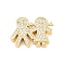 Brass Micro Pave Cubic Zirconia Beads, Boy and Girl, Lead Free & Cadmium Free, Long-Lasting Plated, Real 18K Gold Plated, 18x25.5x5mm, Hole: 2.2mm