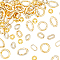 210Pcs 7 Style CCB Plastic Linking Rings, Quick Link Connectors, For Jewelry Cable Chains Making, Flower & Round Ring & Oval & Twist, Golden, 13~29x3~12x3~4.5mm, Inner Diameter: 4~16mm, 30pcs/style