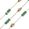 304 Stainless Steel Cable Chains, Rondelle, with Glass, Ion Plating(IP), Real 18K Gold Plated, Soldered, with Spool, Green, 2.3x2mm, about 32.81 Feet(10m)/Roll
