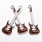 Alloy Enamel Pendants, Guitar, Lead Free and Cadmium Free, Coffee, Platinum, about 62mm long, 18.5mm wide, 2mm, thick, hole: 3mm