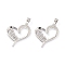 Brass Micro Pave Clear Cubic Zirconia Pendants, Long-Lasting Plated, for Mother's Day, Heart with Word Mam, Platinum, 26x22x3mm, Hole: 4x3mm