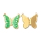304 Stainless Steel Pave Crystal Rhinestone Pendants, with Enamel, Butterfly Charms, Real 18K Gold Plated, Lime Green, 24x25x2mm, Hole: 2mm