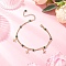 304 Stainless Steel Link Chain Anklets, with Natural White Jade for Women, Green, 9-1/8 inch(230mm)
