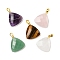 Natural Gemstone Pendants, with Brass Findings, Faceted, Triangle Charms, 23.5x21x6mm, Hole: 7x4mm