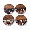 Transparent Resin & Walnut Wood Pendants, Two Tone, Flat Round, Sienna, 38.5x3mm, Hole: 2mm