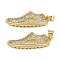 Brass Micro Pave Cubic Zirconia Pendants, Real 18K Gold Plated, Cadmium Free & Lead Free, Rack Plating, Long-Lasting Plated, Shoes, 11x30x7mm, Hole: 3.5x3.5mm