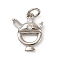 Brass Micro Pave Cubic Zirconia Dessert Charms, with Jump Ring, Long-Lasting Plated, Cadmium Free & Lead Free, Rack Plating, Platinum, 14.5x11.5x3mm, Hole: 3mm