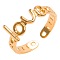 Romantic Stainless Steel Word Love Open Cuff Rings for Women Men, Golden